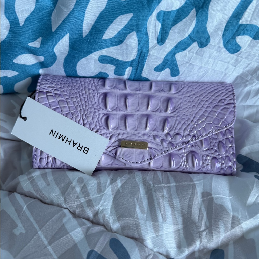 Brahmin Lilac Croc-Embossed Leather Wallet
